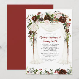Indischer Red Boho Rustic Watercolor Floral Canopy Einladung