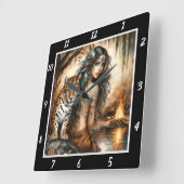 Indischer Rhythmus: Tigers Pace Willow Dance Quadratische Wanduhr (Winkel)