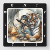 Indischer Rhythmus: Willow Dance Tiger's Pace Quadratische Wanduhr (Vorderseite)