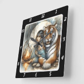 Indischer Rhythmus: Willow Dance Tiger's Pace Quadratische Wanduhr (Winkel)