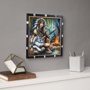 Indischer Rhythmus: Willow Dance Twilight Quadratische Wanduhr