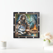 Indischer Rhythmus: Willow Dance Twilight Quadratische Wanduhr (Zuhause)