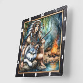 Indischer Rhythmus: Willow Dance Twilight Quadratische Wanduhr (Winkel)