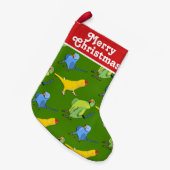 Indischer Ringneck Papagei Flock Grüner Gelber Vog Kleiner Weihnachtsstrumpf (Vorderansicht (hängend))