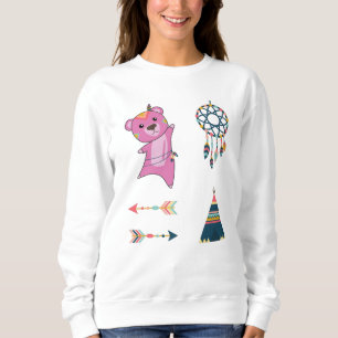 Indischer Rosa Bären Sticker Set Bär Dreamcatcher Sweatshirt