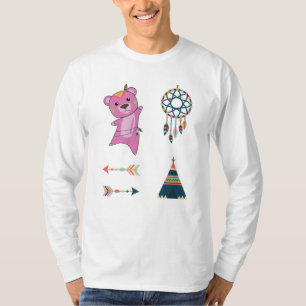 Indischer Rosa Bären Sticker Set Bär Dreamcatcher T-Shirt