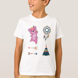 Indischer Rosa Bären Sticker Set Bär Dreamcatcher T-Shirt