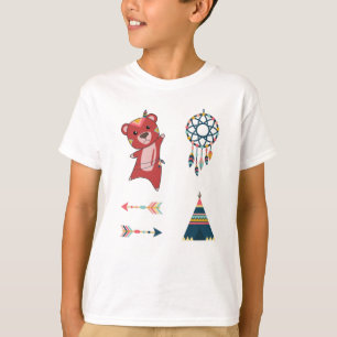 Indischer Roter Bär Stickerset Bear Dreamcatcher T-Shirt