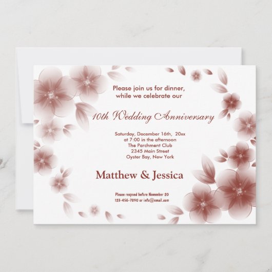 Indischer Roter Krebs Blossom Jahrestag Einladung (Vorderseite)