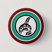 Indischer Rotschwarzer Haida Art Killer Whale Button (Vorderseite)