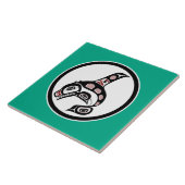 Indischer Rotschwarzer Haida Art Killer Whale Fliese (Seite)