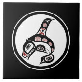 Indischer Rotschwarzer Haida Art Killer Whale Fliese (Vorderseite)