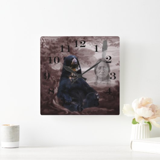 Indischer Schwarzbär Quadratische Wanduhr (Zuhause)