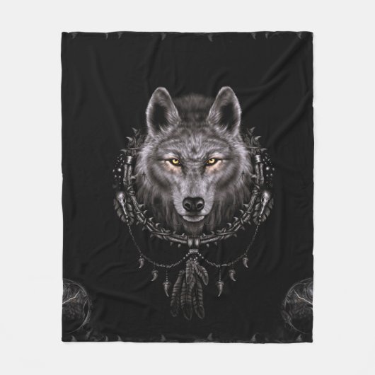 Indischer Schwarzer Wolf Fleecedecke (Vorderseite)