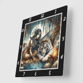 Indischer Slumber: Tigers Erholung Willow's Embrac Quadratische Wanduhr (Winkel)
