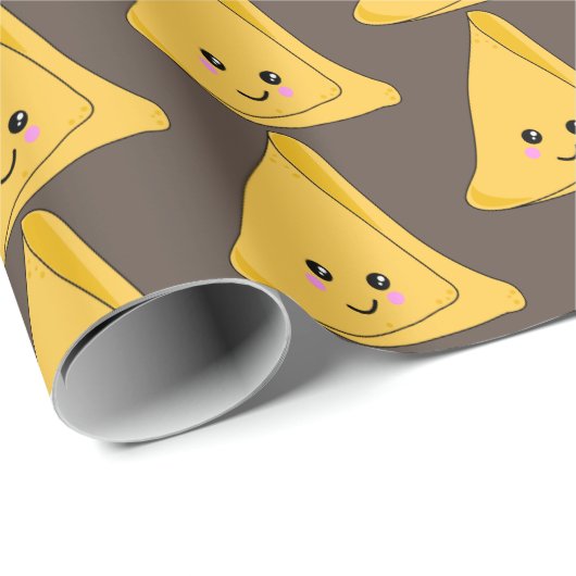 Indischer Snack Samosa Niedlich Kawaii Lebensmitte Geschenkpapier (Rolleneckpunkt)