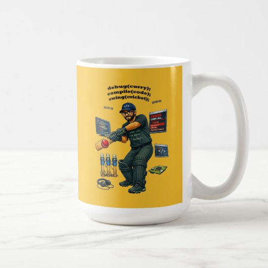 Indischer Software-Ingenieur Coder spielt Cricket  Kaffeetasse (Rechts)