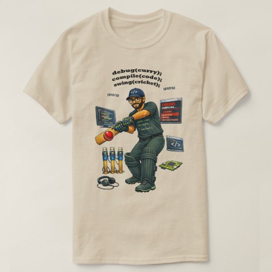Indischer Software-Ingenieur Coder spielt Cricket  T-Shirt (Design vorne)
