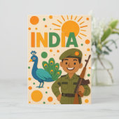 Indischer Soldat mit Pfauenkarte (Stehend Vorderseite)