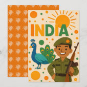 Indischer Soldat mit Pfauenkarte (Vorne/Hinten)