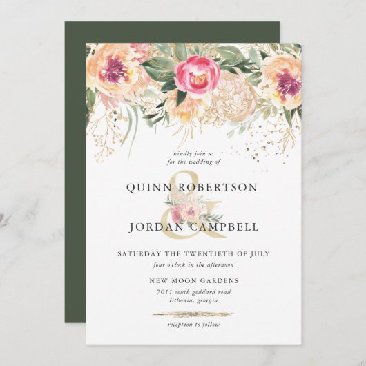 Indischer Sommer | Hochzeitliche Hochzeit von Aqua Einladung (Vorne/Hinten)