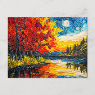 Indischer Sommer-Seelandschaft in Quilling Postkarte