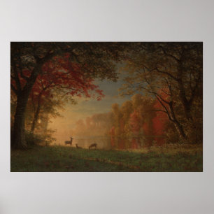 Indischer Sonnenuntergang: Dei by a Lake by Albert Poster