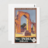 Indischer Staat Eisenbahn besucht Indien Delhi Postkarte (Vorne/Hinten)