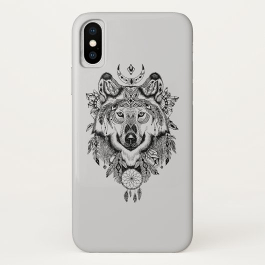 Indischer Stammes- Wolf Case-Mate iPhone Hülle (Rückseite)