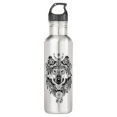 Indischer Stammes- Wolf Edelstahlflasche (Vorderseite)