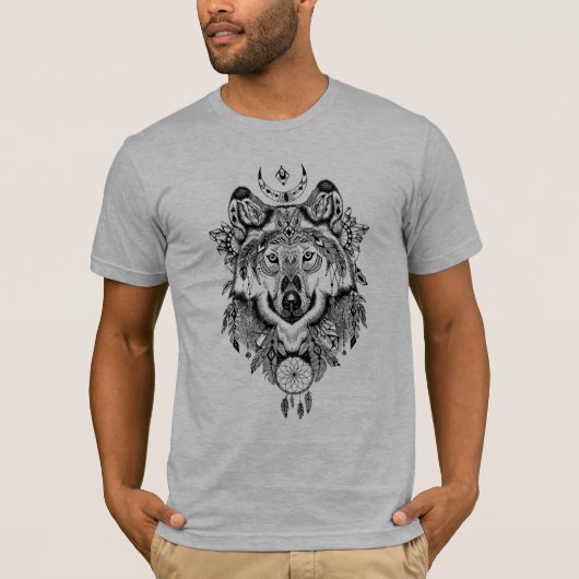 Indischer Stammes- Wolf T-Shirt (Vorderseite)