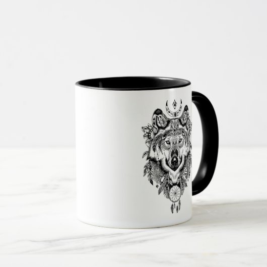 Indischer Stammes- Wolf Tasse (VorderseiteRechts)