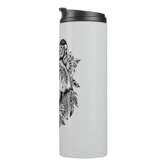 Indischer Stammes- Wolf Thermosbecher (Nach rechts gedreht)