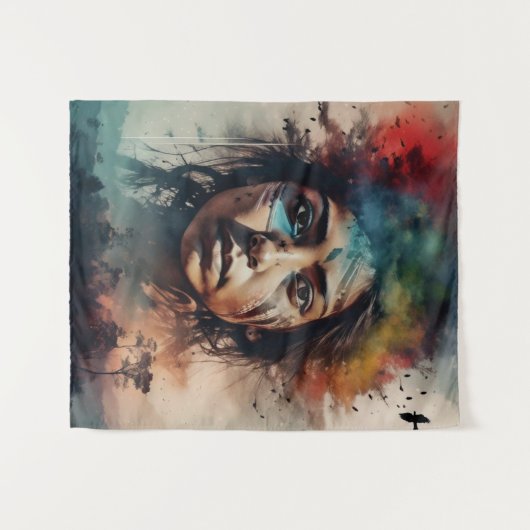 Indischer Stammesgeist Wandteppich (Vorderseite (Horizontal))