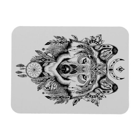Indischer Stammeswolf Magnet (Horizontal)