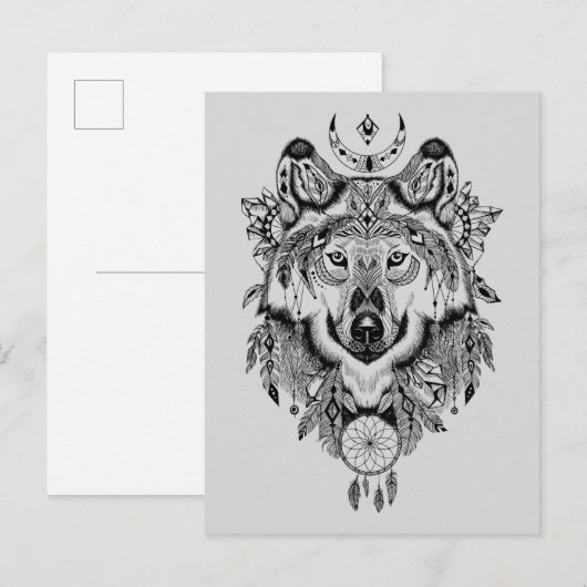 Indischer Stammeswolf Postkarte (Vorne/Hinten)