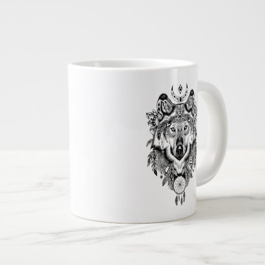 Indischer StammWolf Jumbo-Tasse (Vorderseite Rechts)