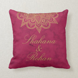 Indischer Stil Burgundy Marble Gold Color Wedding Kissen