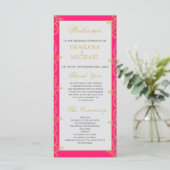 Indischer Stil Rosa Orange Gold Hochzeitsprogramm Programm (Stehend Vorderseite)