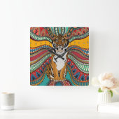 Indischer Tiger Quadratische Wanduhr (Zuhause)