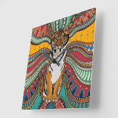 Indischer Tiger Quadratische Wanduhr (Winkel)