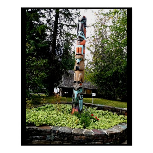 Indischer Totem Poll Glacier Park Montana Poster (Vorderseite)