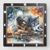 Indischer Traum: Fluss der Reflektionen Quadratische Wanduhr (Vorderseite)