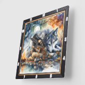 Indischer Traum: Fluss der Reflektionen Quadratische Wanduhr (Winkel)