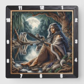 Indischer Traum: Fluss der Reflektionen Quadratische Wanduhr (Vorderseite)