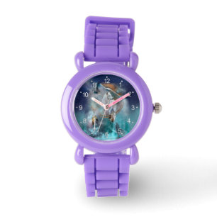 Indischer Träumer und ethnischer Stammeswolf Armbanduhr