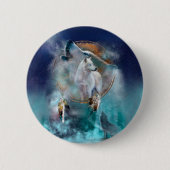 Indischer Träumer und ethnischer Stammeswolf Button (Vorderseite)