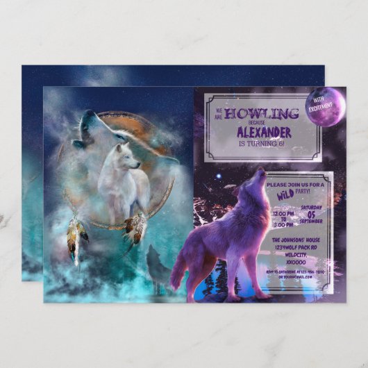 Indischer Träumer und ethnischer Stammeswolf Einladung (Vorne/Hinten)