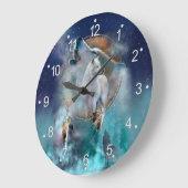 Indischer Träumer und ethnischer Stammeswolf Große Wanduhr (Winkel)