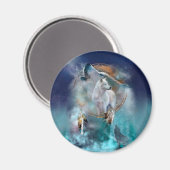 Indischer Träumer und ethnischer Stammeswolf Magnet (Vorderseite/Rückseite)